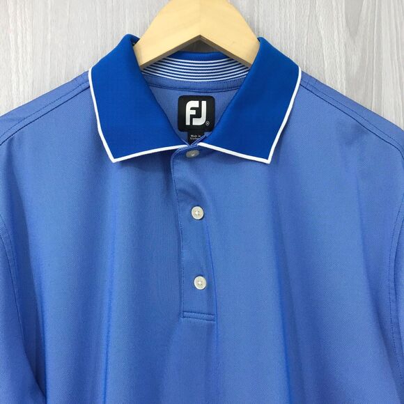 FJ Footjoy Golf Polo Shirt Men's‎ Medium Blue Performance Wicking Stretch - Picture 3 of 10
